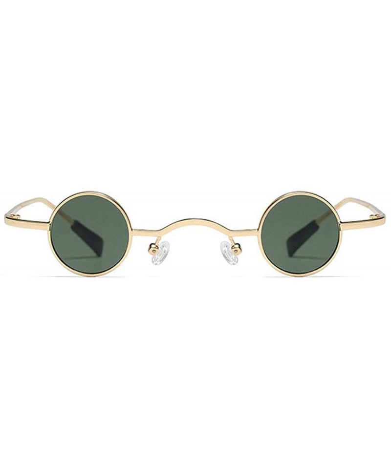 Square Chic Round Hip-Hop Square Metal Small Frame Clear Color Lens Sunglasses UV400 - Gold&green - CK18X6NAD2T $14.33