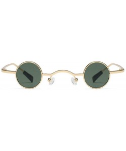 Square Chic Round Hip-Hop Square Metal Small Frame Clear Color Lens Sunglasses UV400 - Gold&green - CK18X6NAD2T $14.33