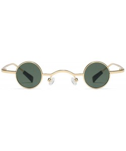 Square Chic Round Hip-Hop Square Metal Small Frame Clear Color Lens Sunglasses UV400 - Gold&green - CK18X6NAD2T $14.33