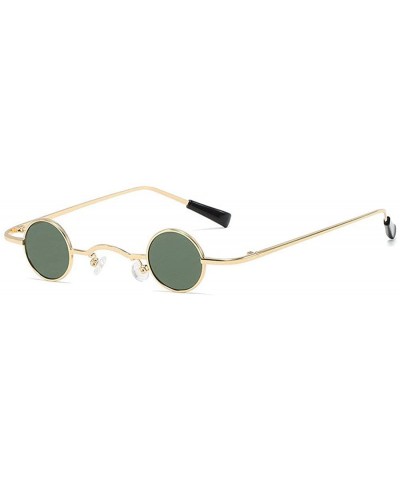 Square Chic Round Hip-Hop Square Metal Small Frame Clear Color Lens Sunglasses UV400 - Gold&green - CK18X6NAD2T $14.33