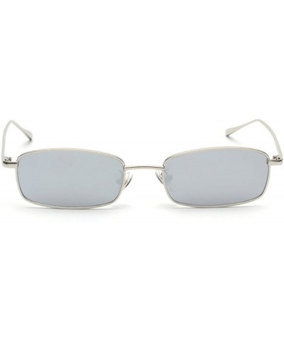 Rectangular Unisex Small Rectangle Red lens Yellow Metal Frame Clear Lens Sun Glasses - Silver-silver - CZ189HKA660 $28.07