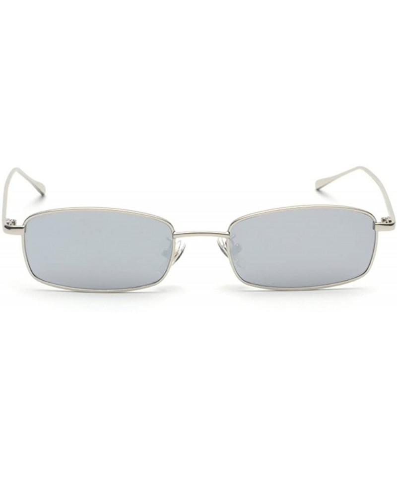 Rectangular Unisex Small Rectangle Red lens Yellow Metal Frame Clear Lens Sun Glasses - Silver-silver - CZ189HKA660 $10.24