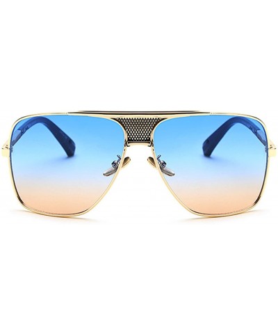 Oversized Men Sunglasses Square Metal Sun Protection Glasses Retro Gradient Lens Oversized Women Sunglass - CQ18D7LO6ML $31.39