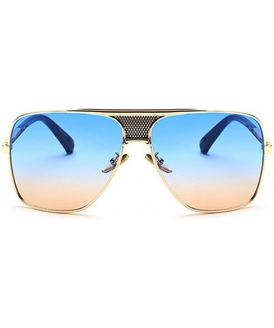Oversized Men Sunglasses Square Metal Sun Protection Glasses Retro Gradient Lens Oversized Women Sunglass - CQ18D7LO6ML $27.16
