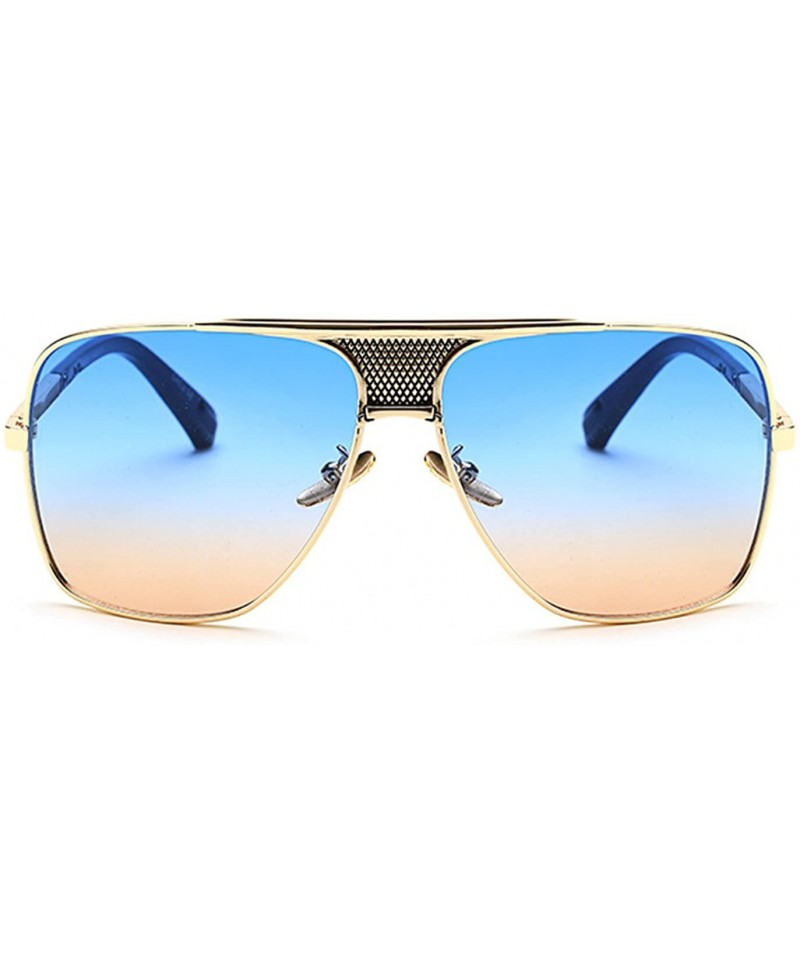 Oversized Men Sunglasses Square Metal Sun Protection Glasses Retro Gradient Lens Oversized Women Sunglass - CQ18D7LO6ML $27.16