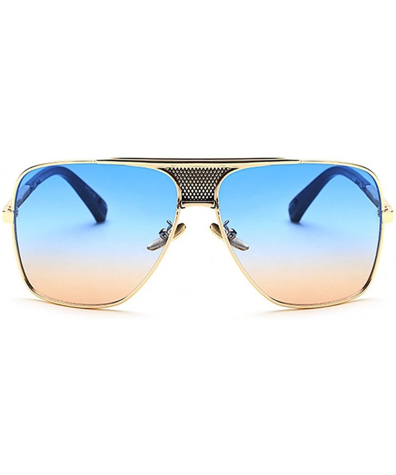 Oversized Men Sunglasses Square Metal Sun Protection Glasses Retro Gradient Lens Oversized Women Sunglass - CQ18D7LO6ML $15.87