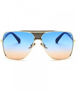 Oversized Men Sunglasses Square Metal Sun Protection Glasses Retro Gradient Lens Oversized Women Sunglass - CQ18D7LO6ML $27.16