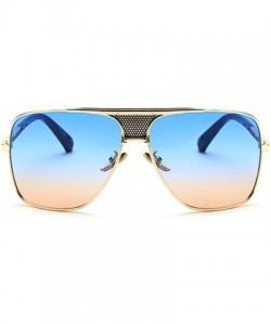 Oversized Men Sunglasses Square Metal Sun Protection Glasses Retro Gradient Lens Oversized Women Sunglass - CQ18D7LO6ML $15.87