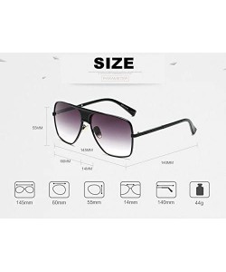 Oversized Men Sunglasses Square Metal Sun Protection Glasses Retro Gradient Lens Oversized Women Sunglass - CQ18D7LO6ML $27.16