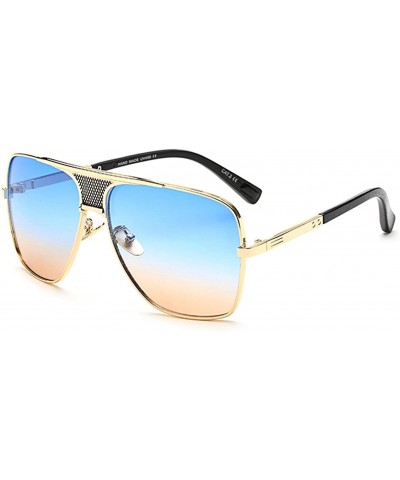 Oversized Men Sunglasses Square Metal Sun Protection Glasses Retro Gradient Lens Oversized Women Sunglass - CQ18D7LO6ML $15.87