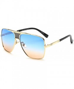 Oversized Men Sunglasses Square Metal Sun Protection Glasses Retro Gradient Lens Oversized Women Sunglass - CQ18D7LO6ML $27.16