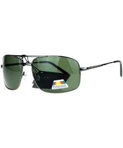 Rectangular Mens Polarized Lens Sunglasses Spring Hinge Square Rectangular Metal Frame - Gunmetal - CY189TIS3OM $13.93