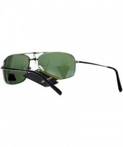 Rectangular Mens Polarized Lens Sunglasses Spring Hinge Square Rectangular Metal Frame - Gunmetal - CY189TIS3OM $13.93