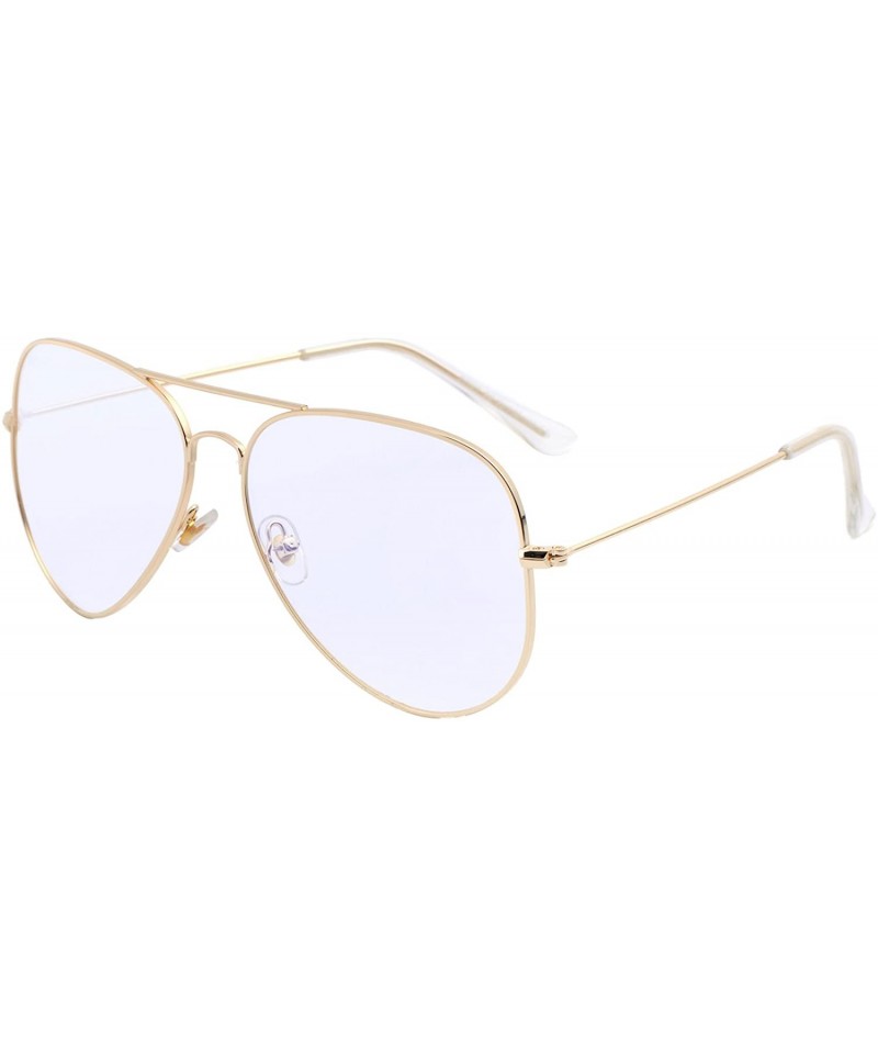 Aviator Classic Lightweight Aviator Sunlasses Prescription Eyeglass Frames Clear Lens for Women - Gold - CA188W2GMUG $17.29