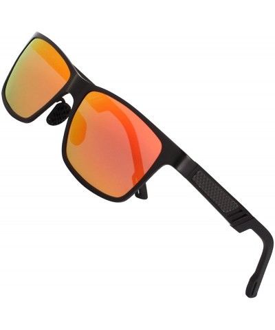 Wayfarer Men's Retro Al-Mg Frame Polarized Sunglasses UV400 Protection MS0 - Black Red - C617YIMUR0C $38.27