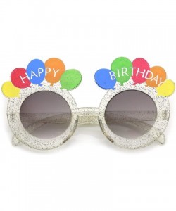 Round Novelty Translucent Glitter Balloons Round Lens Happy Birthday Glasses 45mm - Clear / Lavender - CE1825KDR3Q $10.04
