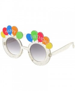 Round Novelty Translucent Glitter Balloons Round Lens Happy Birthday Glasses 45mm - Clear / Lavender - CE1825KDR3Q $10.04