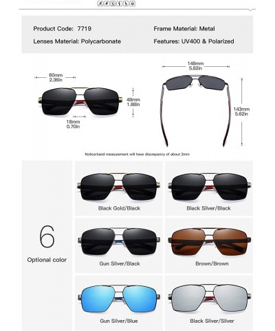 Square Vintage Retro Square Aluminum Magnesium Polarized Sunglasses Men Classic Sun Glasses UV400 Shades - CB1984AA5O7 $29.00