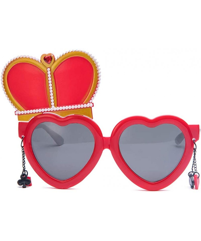 Oversized Large Oversized Womens Heart Shaped Sunglasses Cute Love - Red - C518ILTDODW $14.72