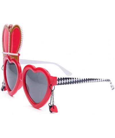 Oversized Large Oversized Womens Heart Shaped Sunglasses Cute Love - Red - C518ILTDODW $14.72