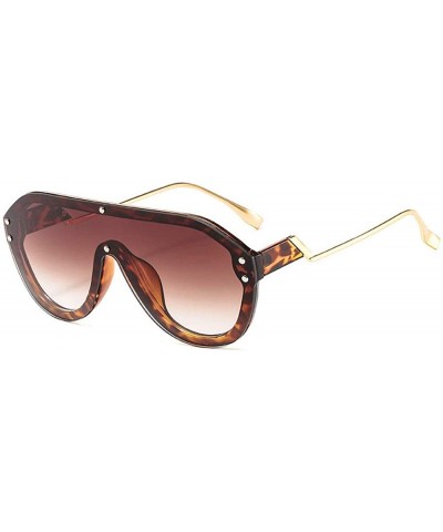 Goggle Fashion Big Frame One-piece Sunglasses for Women 2020 Chic Bent Leg Flat Top Rivet Sun Glasses Mens Goggle - CT192YTQ4...
