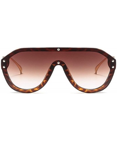 Goggle Fashion Big Frame One-piece Sunglasses for Women 2020 Chic Bent Leg Flat Top Rivet Sun Glasses Mens Goggle - CT192YTQ4...