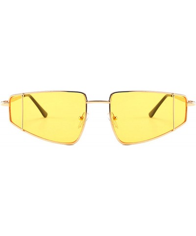 Oval Vintage style Sunglasses for Unisex metal PC UV 400 Protection Sunglasses - Yellow - CK18SZTN78E $18.83