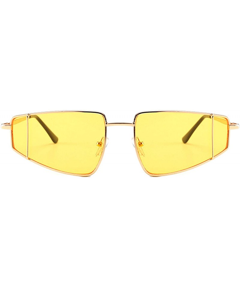 Oval Vintage style Sunglasses for Unisex metal PC UV 400 Protection Sunglasses - Yellow - CK18SZTN78E $18.83