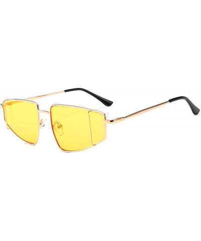 Oval Vintage style Sunglasses for Unisex metal PC UV 400 Protection Sunglasses - Yellow - CK18SZTN78E $18.83
