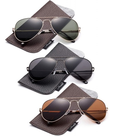 Aviator Polarized Aviator Sunglasses Mirrored Lens Classic Aviator Polarized Sunglasses Small - CC18I62N6KQ $35.03