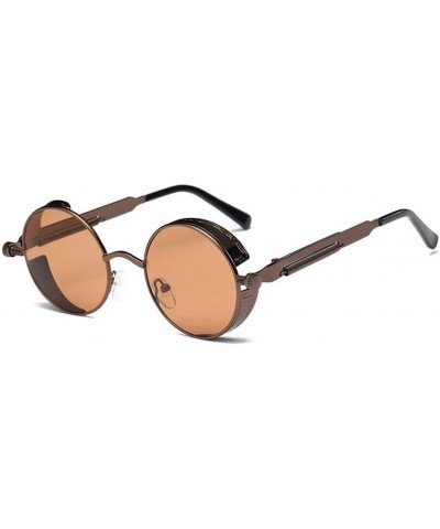 Round Metal Round Steampunk Sunglasses Men Women Fashion Glasses Retro Frame Vintage Sunglasses UV400 (Color 9) - 9 - CD199EI...