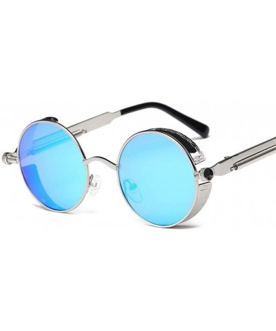 Round Metal Round Steampunk Sunglasses Men Women Fashion Glasses Retro Frame Vintage Sunglasses UV400 (Color 9) - 9 - CD199EI...