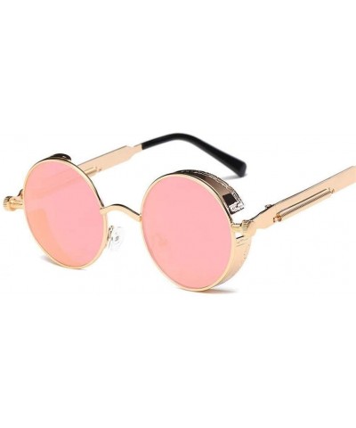Round Metal Round Steampunk Sunglasses Men Women Fashion Glasses Retro Frame Vintage Sunglasses UV400 (Color 9) - 9 - CD199EI...