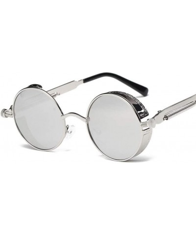 Round Metal Round Steampunk Sunglasses Men Women Fashion Glasses Retro Frame Vintage Sunglasses UV400 (Color 9) - 9 - CD199EI...