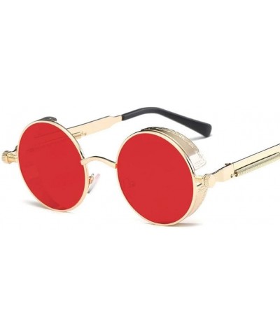 Round Metal Round Steampunk Sunglasses Men Women Fashion Glasses Retro Frame Vintage Sunglasses UV400 (Color 9) - 9 - CD199EI...