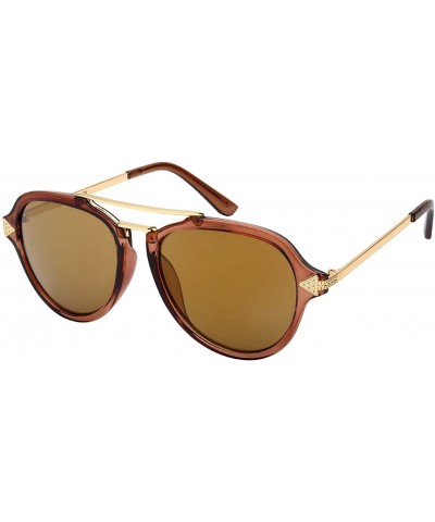 Aviator Modern Aviators with Color Mirror Lenses 541039-REV - Clear Brown - CS12IRVJFUL $9.89