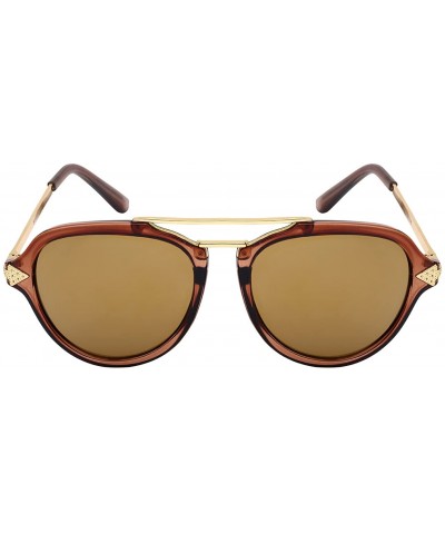 Aviator Modern Aviators with Color Mirror Lenses 541039-REV - Clear Brown - CS12IRVJFUL $9.89