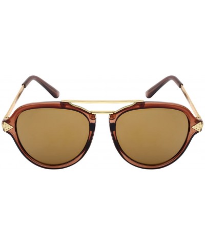 Aviator Modern Aviators with Color Mirror Lenses 541039-REV - Clear Brown - CS12IRVJFUL $9.89