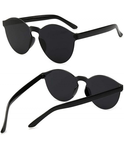 Round Unisex Fashion Candy Colors Round Outdoor Sunglasses Sunglasses - Black - CL190L5L7TG $17.27