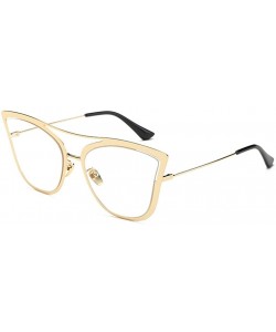 Cat Eye Oversized Cat Eye Sunglasses for Women Metal Frame Gradient Lens Eyeglasses - C7 Transparent - CH1987AGLR7 $15.64