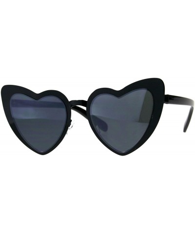Oversized Heart Shape Sunglasses Metal Frame Lolita Fashion Shades UV 400 - Black (Black) - CD18EIE4I33 $9.50