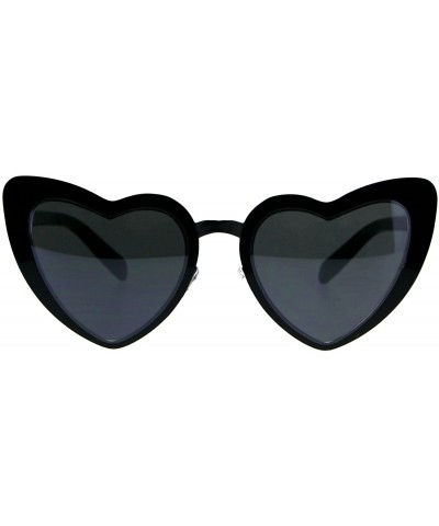 Oversized Heart Shape Sunglasses Metal Frame Lolita Fashion Shades UV 400 - Black (Black) - CD18EIE4I33 $9.50