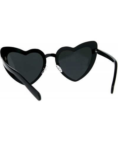 Oversized Heart Shape Sunglasses Metal Frame Lolita Fashion Shades UV 400 - Black (Black) - CD18EIE4I33 $9.50