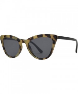 Cat Eye Retro Cat Eye Sunglasses with Flat Lens for Women 100% UV Protection - Marble Black + Smoke - CB1969KKS6L $28.19