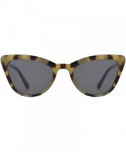 Cat Eye Retro Cat Eye Sunglasses with Flat Lens for Women 100% UV Protection - Marble Black + Smoke - CB1969KKS6L $28.19