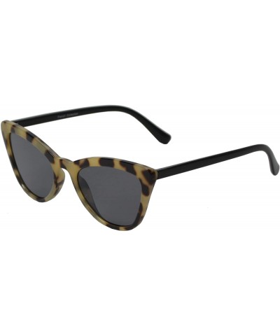 Cat Eye Retro Cat Eye Sunglasses with Flat Lens for Women 100% UV Protection - Marble Black + Smoke - CB1969KKS6L $28.19