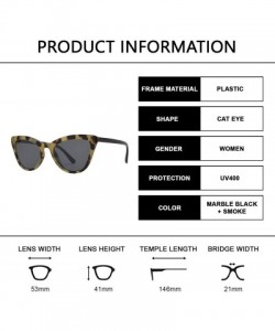 Cat Eye Retro Cat Eye Sunglasses with Flat Lens for Women 100% UV Protection - Marble Black + Smoke - CB1969KKS6L $28.19