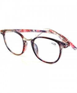 Round Floral Frame Metal Bridge Fashion Reading Glasses Spring Hinge A181 - Purple - CU18E44LKAS $11.36