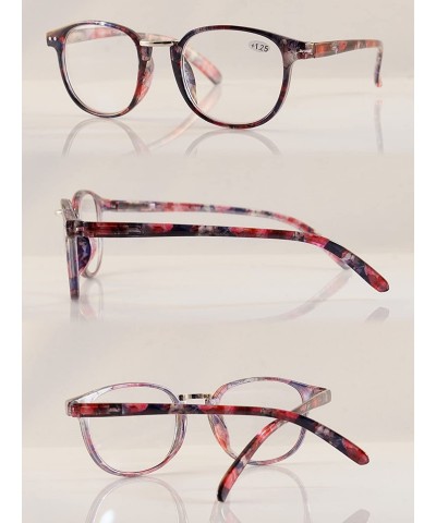 Round Floral Frame Metal Bridge Fashion Reading Glasses Spring Hinge A181 - Purple - CU18E44LKAS $11.36