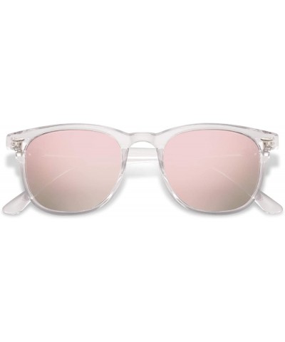 Oversized Retro Square UV400 Polarized Sunglasses Flexible TR90 Frame FANTASY SJ2112 - C5 Clear Frame/Pink Mirrored Lens - CX...